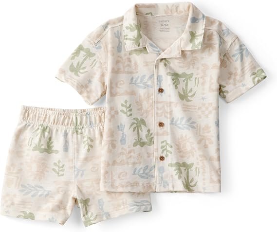 Carter's Conjunto corto de 2 piezas para niño, color crema